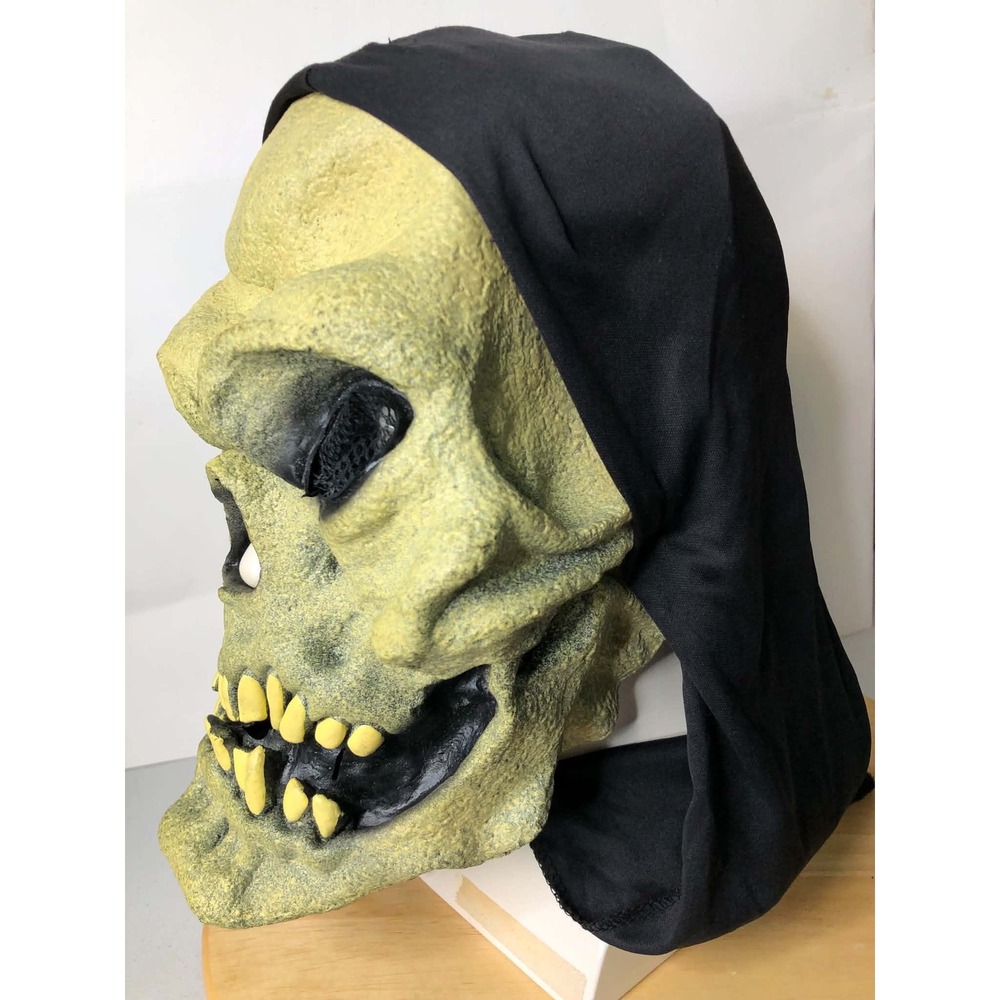 Vintage 90s Paper Magic Group Skull Mask Halloween Adult OS Hooded Grim Reaper - Picture 3 of 14